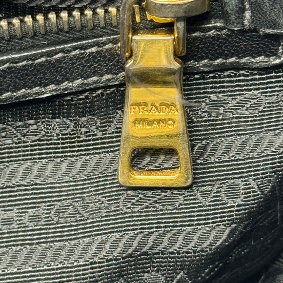 Prada Tessuto Gaufre Nylon Black Satchel Bag – Pleated, Leather Trim - Picture 11 of 13